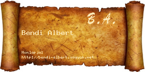 Bendi Albert névjegykártya